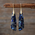 Boucles d'Oreilles Pendantes en Jaspe Bleu - - L'Arbre des Chakras