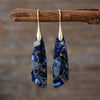 Boucles d&#39;Oreilles Pendantes en Jaspe Bleu Royal - Or - L&#39;Arbre des Chakras