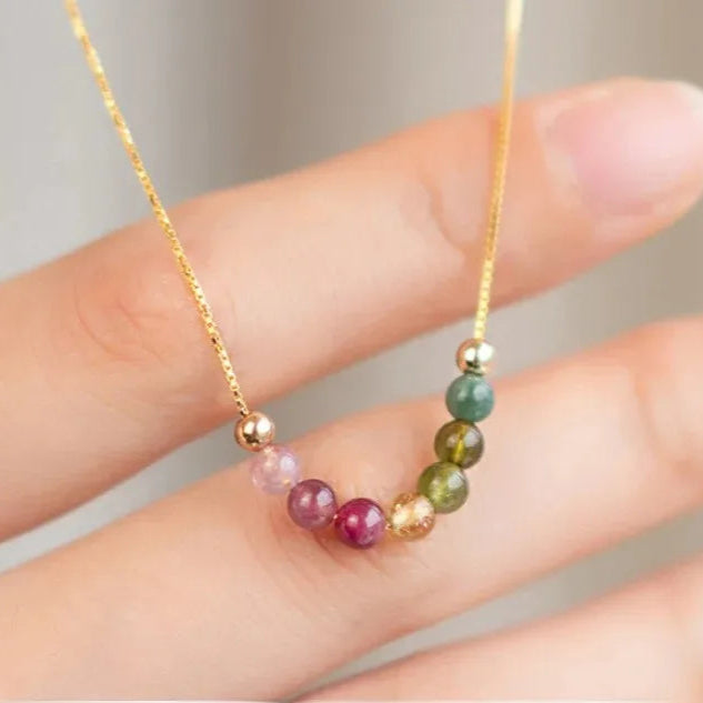 Collier "Arc d’Énergie" en Tourmaline - - L'Arbre des Chakras
