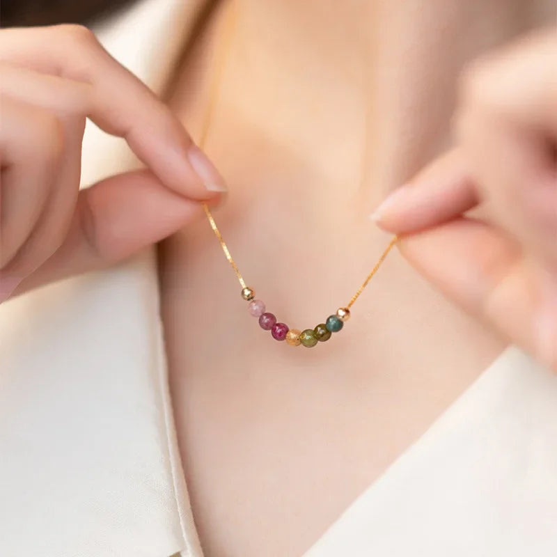 Collier "Arc d’Énergie" en Tourmaline - - L'Arbre des Chakras