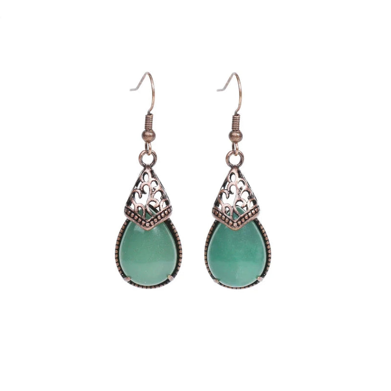 Boucles d&#39;Oreilles Style Vintage en Pierre Naturelle - Green Aventurine - L&#39;Arbre des Chakras