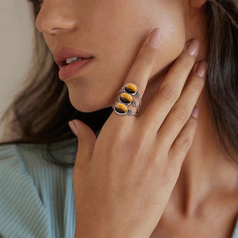 Bague "Confiance" en Œil de Tigre