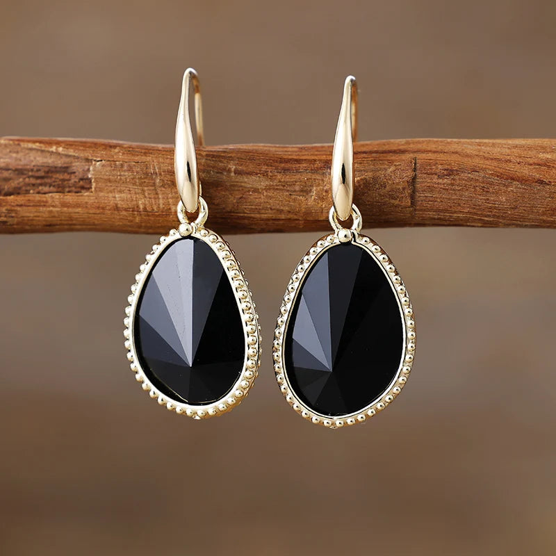 Boucles d'Oreilles "Protection Intérieure" en Onyx - - L'Arbre des Chakras