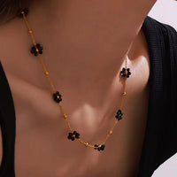 Parure "Fleurs de Protection" en Spinelle Noire - Collier seul - L'Arbre des Chakras