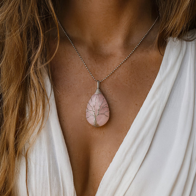 Pendentif Arbre de Guérison en Pierre Naturelle - - L'Arbre des Chakras