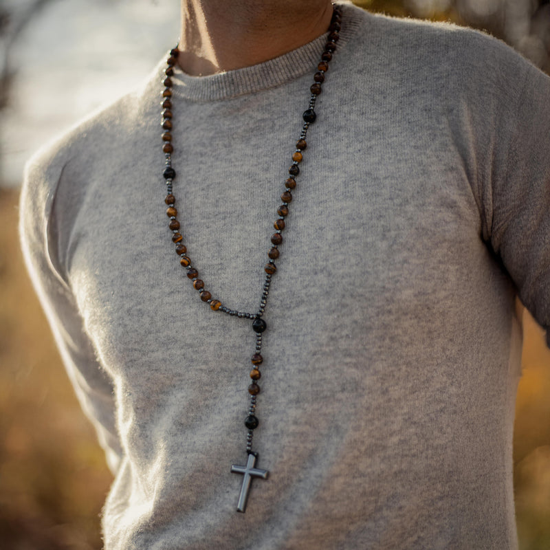 Collier Chapelet "Protection" en Oeil de Tigre - - L'Arbre des Chakras