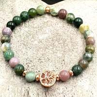 Bracelet "Équilibre Intérieur" en Agate Indienne - 17cm - L'Arbre des Chakras