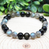 Bracelet "Refuge Spirituel" en Labradorite & Obsidienne Dorée - 17cm - L'Arbre des Chakras