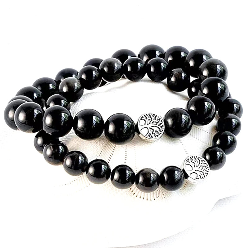 Bracelet &quot;Ancrage Protecteur&quot; en Obsidienne Noire -  - L&#39;Arbre des Chakras