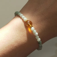 Bracelet "Éclat de Joie" en Jadéite & Citrine -  - L'Arbre des Chakras