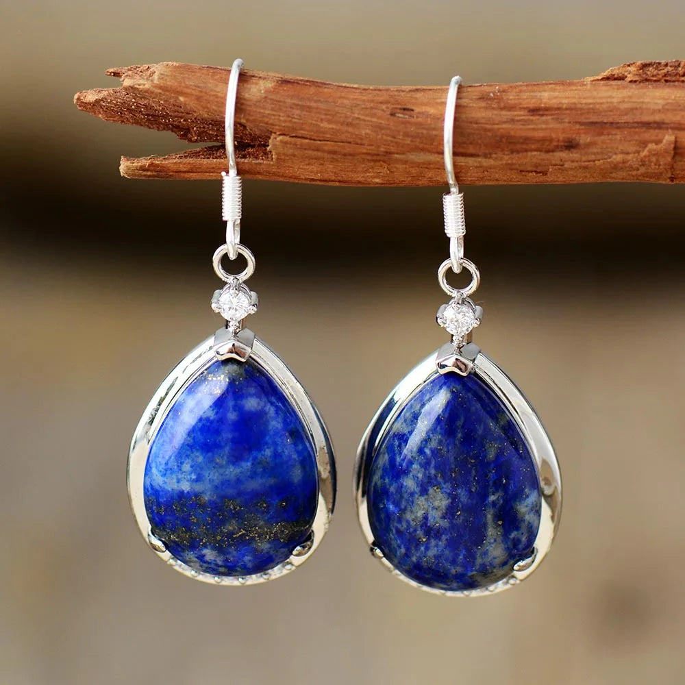 Boucles d'Oreilles "Lumière Azurée" en Lapis Lazuli -  - L'Arbre des Chakras