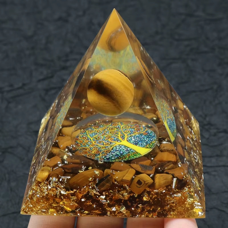 Orgonite  "Force & Lumière" en Oeil de Tigre
