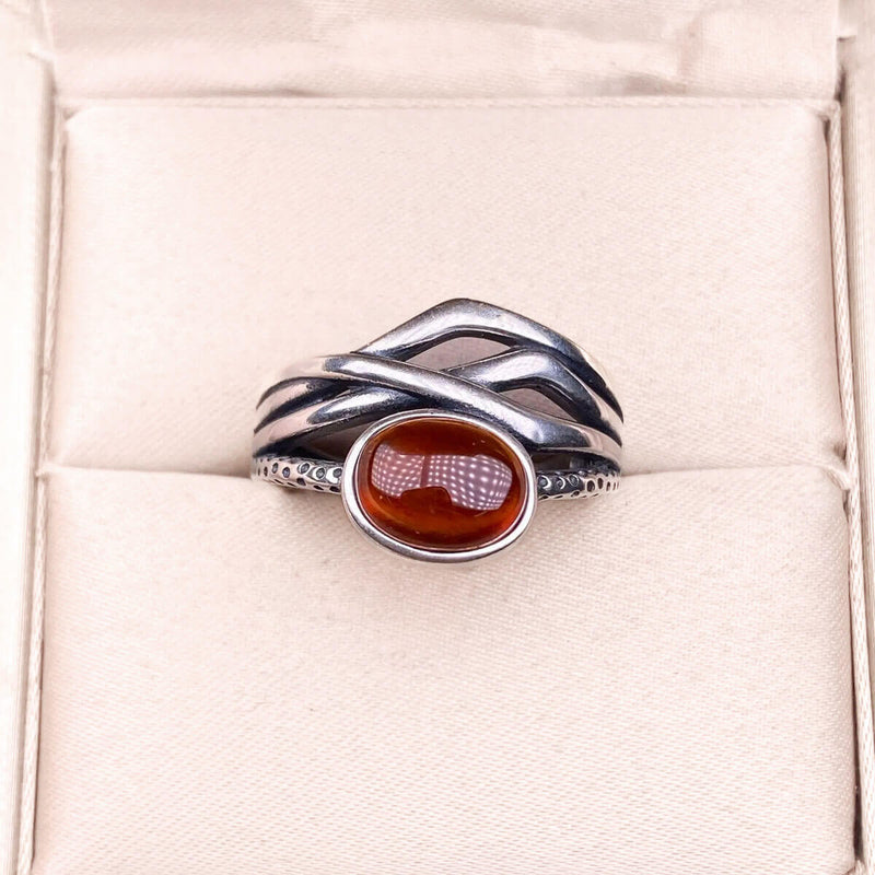 Bague Ajustable "Prema" en Grenat & Argent -  - L'Arbre des Chakras