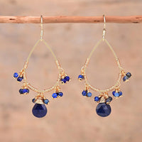 Boucles d'Oreilles "Rétro" en Pierres Naturelles - Lapis lazuli - L'Arbre des Chakras