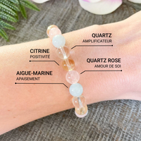 Bracelet "Existence" en Aigue-Marine, Quartz Rose, Citrine & Quartz -  - L'Arbre des Chakras