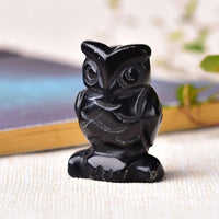 Animal Totem Chouette en Pierre Naturelle - Obsidienne - L'Arbre des Chakras