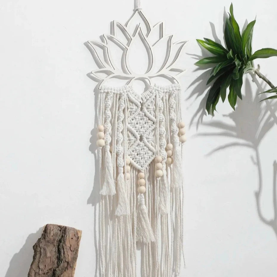 Attrape-Rêve Fleur de Lotus Macramé -  - L'Arbre des Chakras