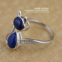 Bague Ajustable "Chat" en Lapis Lazuli -  - L'Arbre des Chakras