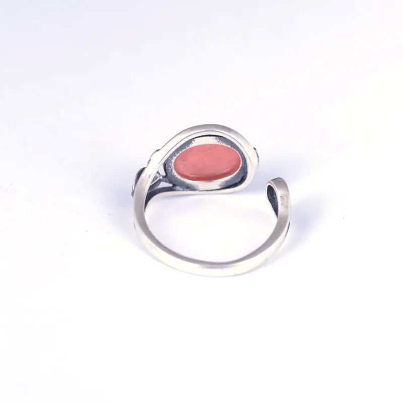 Bague Ajustable "Coeur Apaisé" en Rhodochrosite & Argent -  - L'Arbre des Chakras