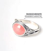 Bague Ajustable "Coeur Apaisé" en Rhodochrosite & Argent -  - L'Arbre des Chakras