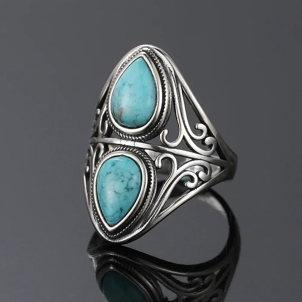 Bague  "Echo Protecteur" en Turquoise & Argent -  - L'Arbre des Chakras