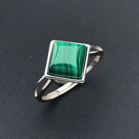 Bague Ajustable "Éclat Verdoyant" en Malachite - Forme Carré - Default Title - L'Arbre des Chakras