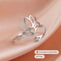 Bague Ajustable Lotus Divin - Argent - L'Arbre des Chakras