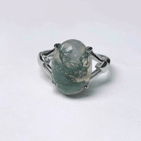 Bague Ajustable "Sérénité Verdoyante" en Agate Mousse & Argent -  - L'Arbre des Chakras