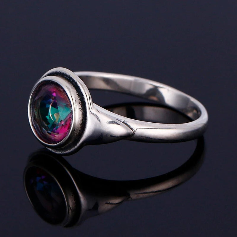 Bague en Topaze Mystique Arc-en-Ciel &amp; Argent -  - L&#39;Arbre des Chakras