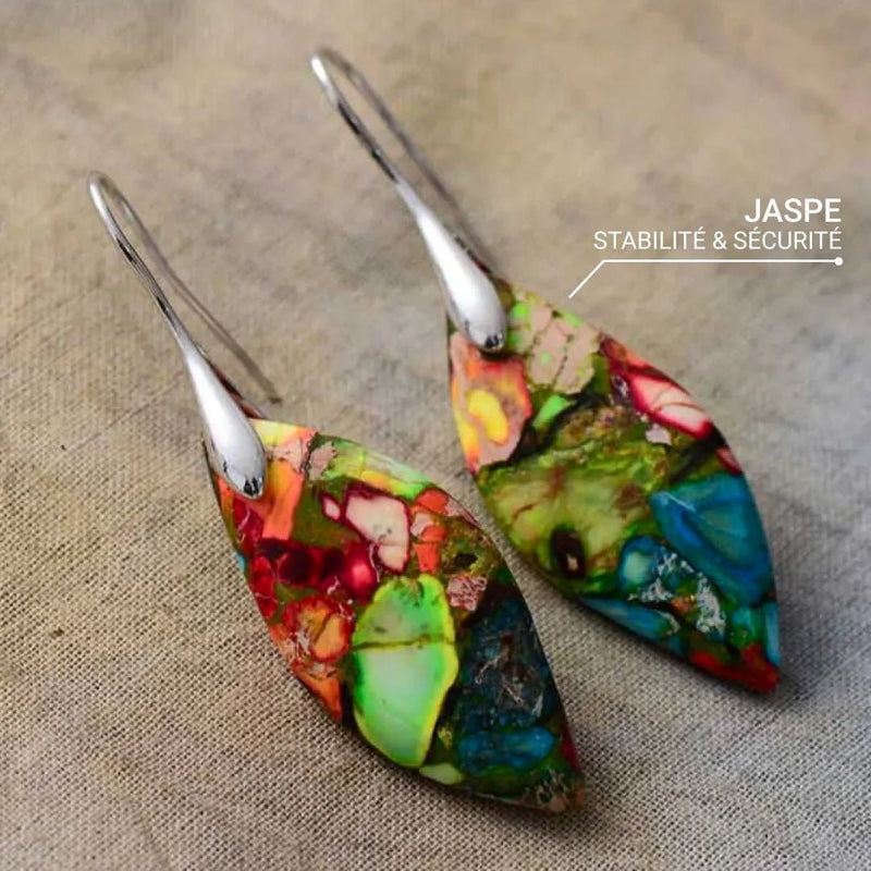 Boucles d'Oreilles Arlequin en Jaspe -  - L'Arbre des Chakras