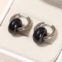 Boucles d'Oreilles "Double Créole" en Pierres Naturelles - Onyx noir - L'Arbre des Chakras