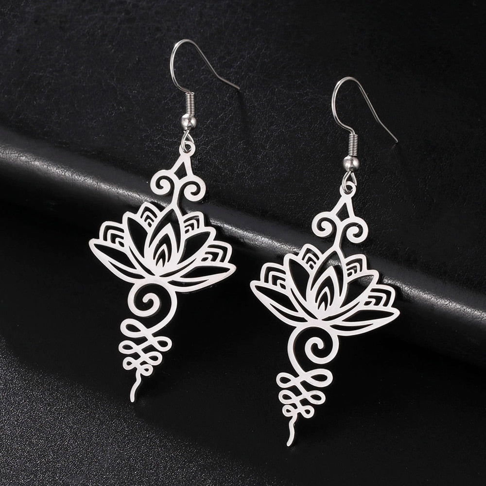 Boucles d'Oreilles "Lotus Unalome" - Argent - L'Arbre des Chakras