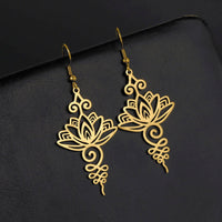 Boucles d'Oreilles "Lotus Unalome" - or - L'Arbre des Chakras