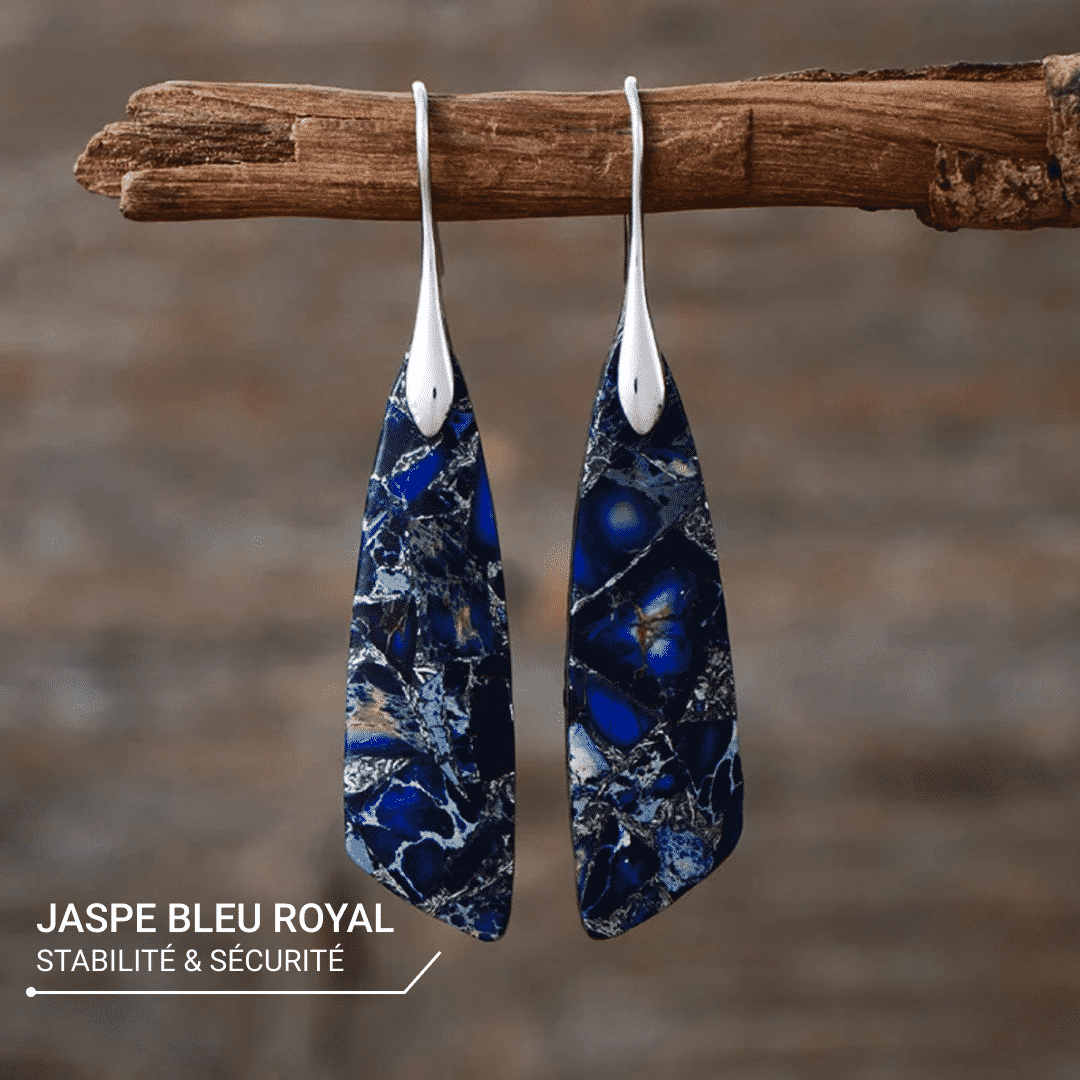 Boucles d'Oreilles Pendantes en Jaspe Bleu -  - L'Arbre des Chakras