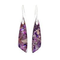 Boucles d'Oreilles Pendantes en Jaspe Violet - Argent - L'Arbre des Chakras