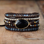 Bracelet Wrap "Symbole de Maîtrise" en Onyx - - L'Arbre des Chakras