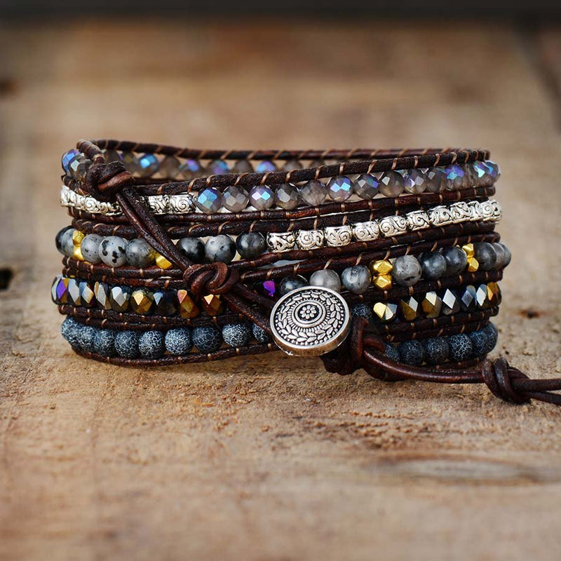 Bracelet Wrap &quot;Ancrage &amp; Sécurité&quot; en Onyx -  - L&#39;Arbre des Chakras