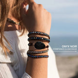 Bracelet Wrap "Symbole de Maîtrise" en Onyx - - L'Arbre des Chakras