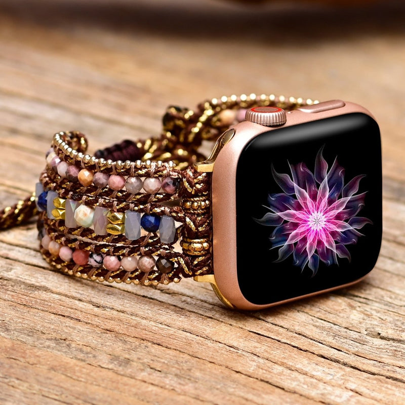 Bracelet Wrap Apple Watch en Rhodonite - 38-41mm - L&#39;Arbre des Chakras