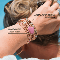 Bracelet Wrap "Compassion" en Rhodonite & Jaspe Aqua Terra -  - L'Arbre des Chakras