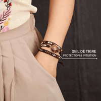 Bracelet Wrap "Conscience" en Oeil de Tigre -  - L'Arbre des Chakras