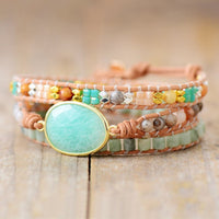 Bracelet Wrap "Douceur & Apaisement" en Amazonite -  - L'Arbre des Chakras