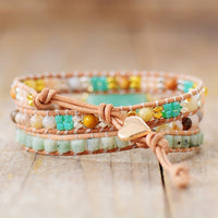 Bracelet Wrap "Douceur & Apaisement" en Amazonite -  - L'Arbre des Chakras