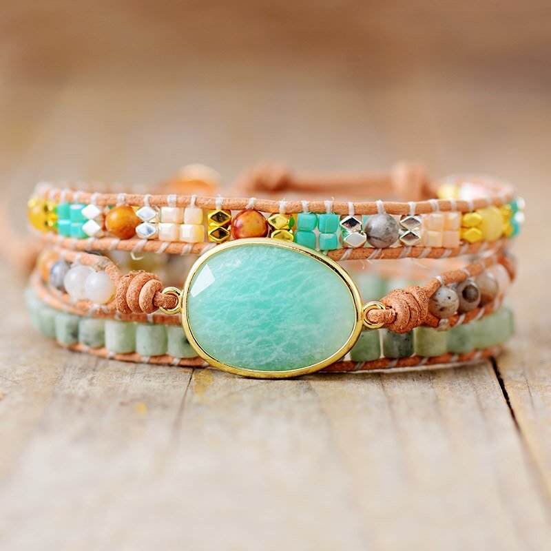 Bracelet Wrap "Douceur & Apaisement" en Amazonite - Default Title - L'Arbre des Chakras