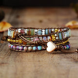 Bracelet Wrap "Guérison du Coeur" en Rhodochrosite -  - L'Arbre des Chakras
