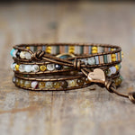Bracelet Wrap "Protection Symbolique" en Labradorite - - L'Arbre des Chakras