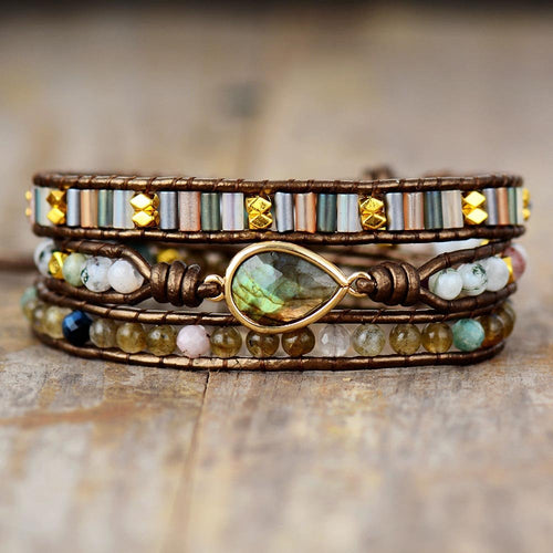 Bracelet Wrap "Protection" en Labradorite -  - L'Arbre des Chakras