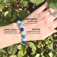 Bracelet "Océan" en Amazonite, Lapis Lazuli, Aigue-Marine & Apatite -  - L'Arbre des Chakras