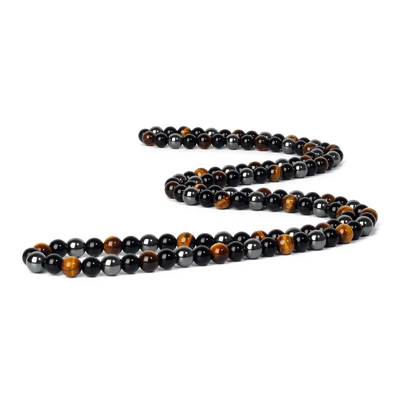 Collier "3 Protections" en Hématite, Obsidienne & Oeil de Tigre -  - L'Arbre des Chakras