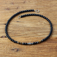 Collier "Bouclier de Sagesse" en Obsidienne Noire & Oeil de Tigre -  - L'Arbre des Chakras